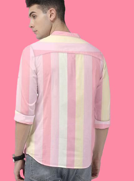 Men's Color Block Spread Collar Casual Shirt