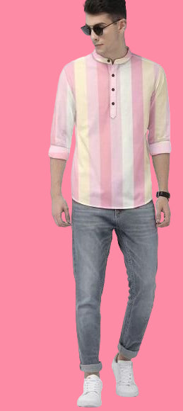 Men's Color Block Spread Collar Casual Shirt