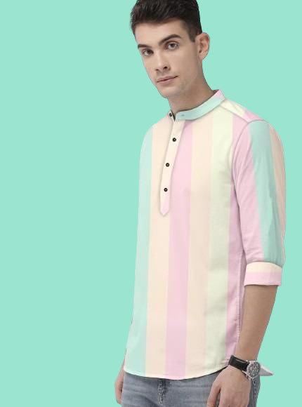 Men's Color Block Spread Collar Casual Shirt