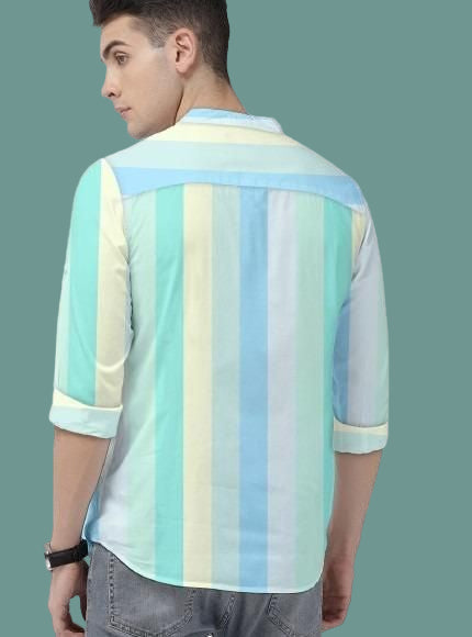 Men's Color Block Spread Collar Casual Shirt