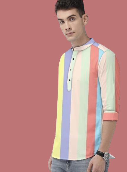 Men's Color Block Spread Collar Casual Shirt