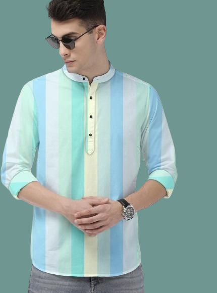 Men's Color Block Spread Collar Casual Shirt