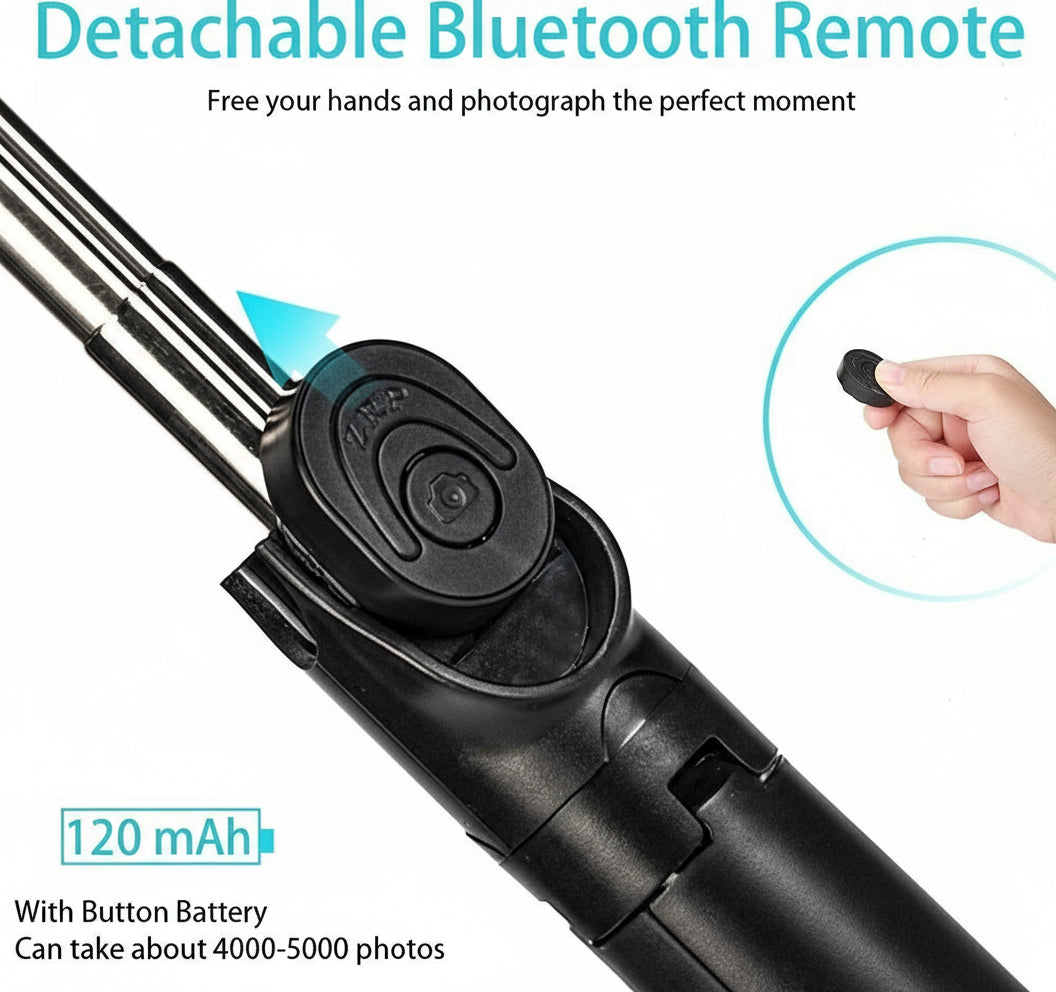 Extendable Flash 3-in-1 Selfie Stick Tripod with Bluetooth Remote