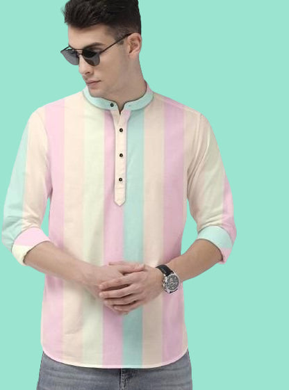 Men's Color Block Spread Collar Casual Shirt