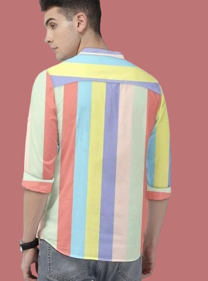 Men's Color Block Spread Collar Casual Shirt