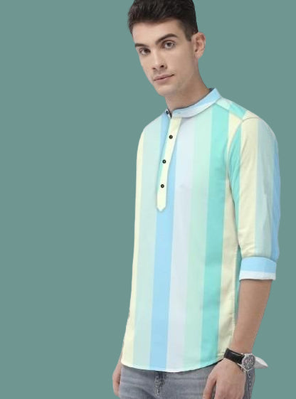 Men's Color Block Spread Collar Casual Shirt