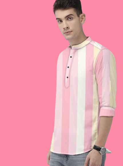 Men's Color Block Spread Collar Casual Shirt