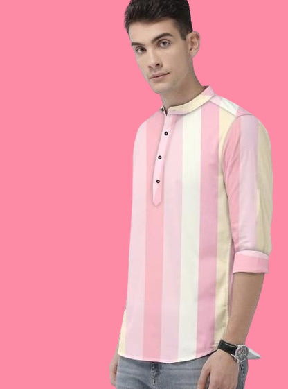 Men's Color Block Spread Collar Casual Shirt